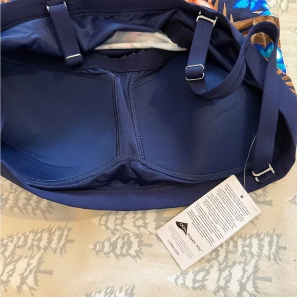 Navy Tropical Floral women’s ' two Piece Swimsuit - Picture 4 of 5